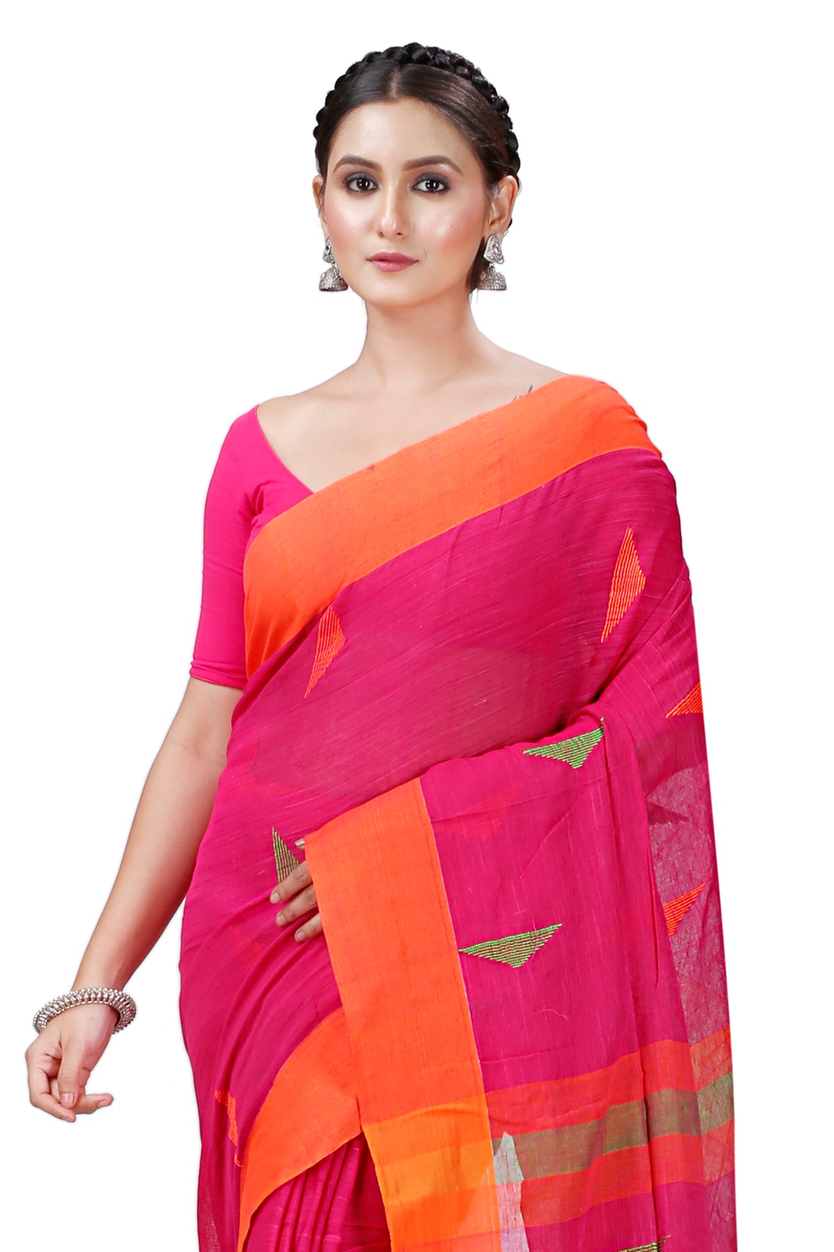 Cotton Handloom Khadi Saree Barfi Buti Design Woven Khadi Saree