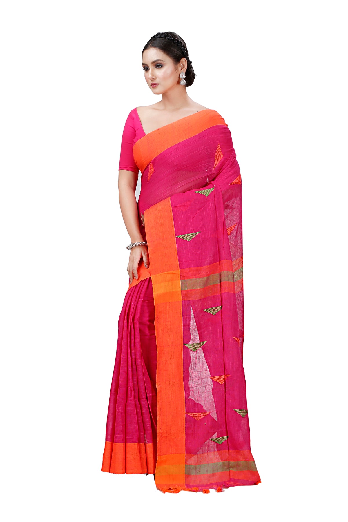 Cotton Handloom Khadi Saree Barfi Buti Design Woven Khadi Saree