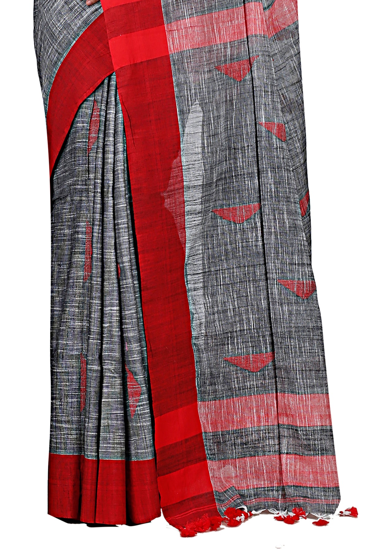 Cotton Handloom Khadi Saree Barfi Buti Design Woven Khadi Saree