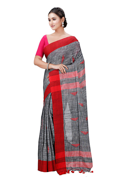 Cotton Handloom Khadi Saree Barfi Buti Design Woven Khadi Saree