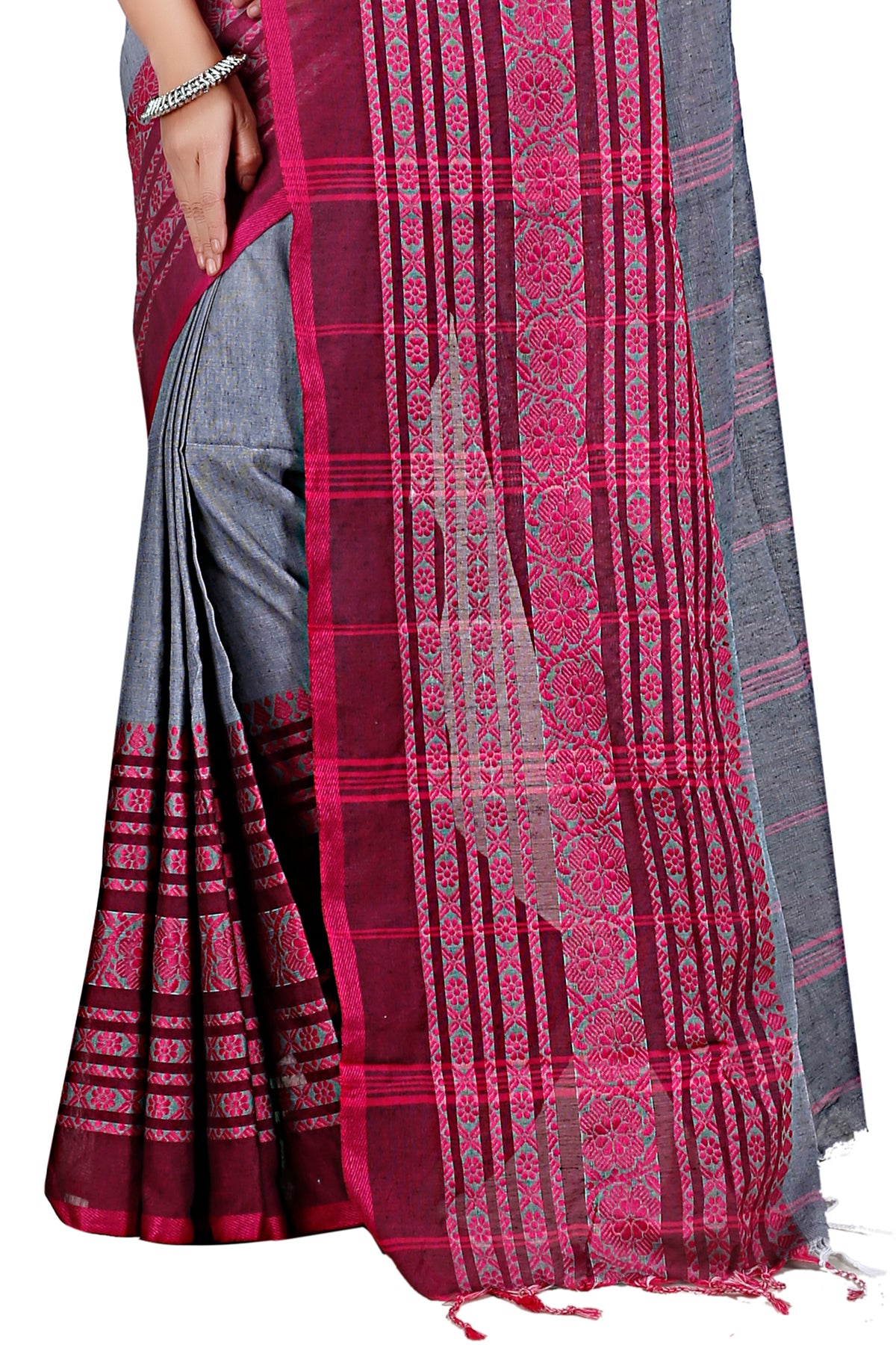 Cotton Handloom Saree Begampuri Design Woven Handloom Saree Blend Cotton