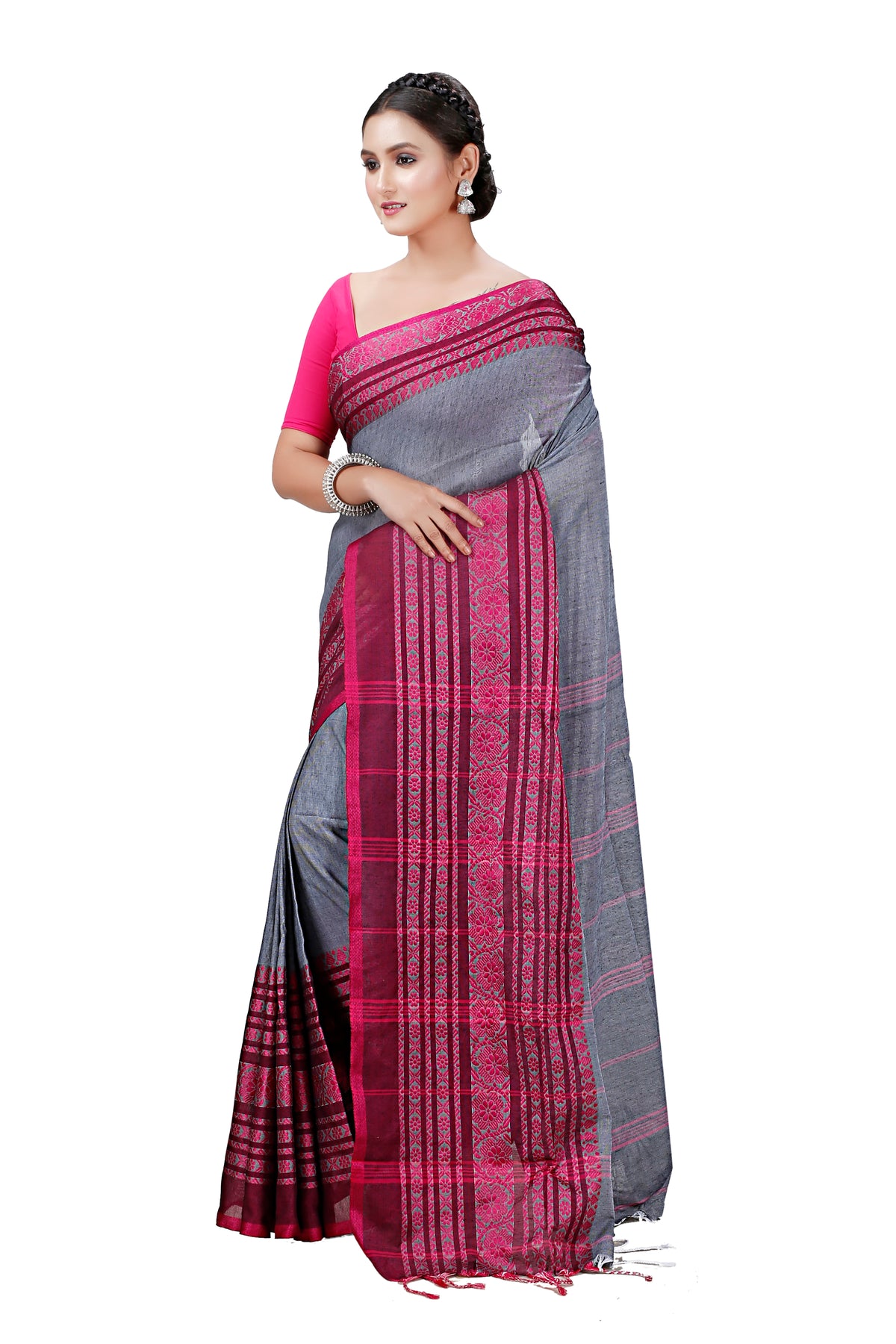 Cotton Handloom Saree Begampuri Design Woven Handloom Saree Blend Cotton