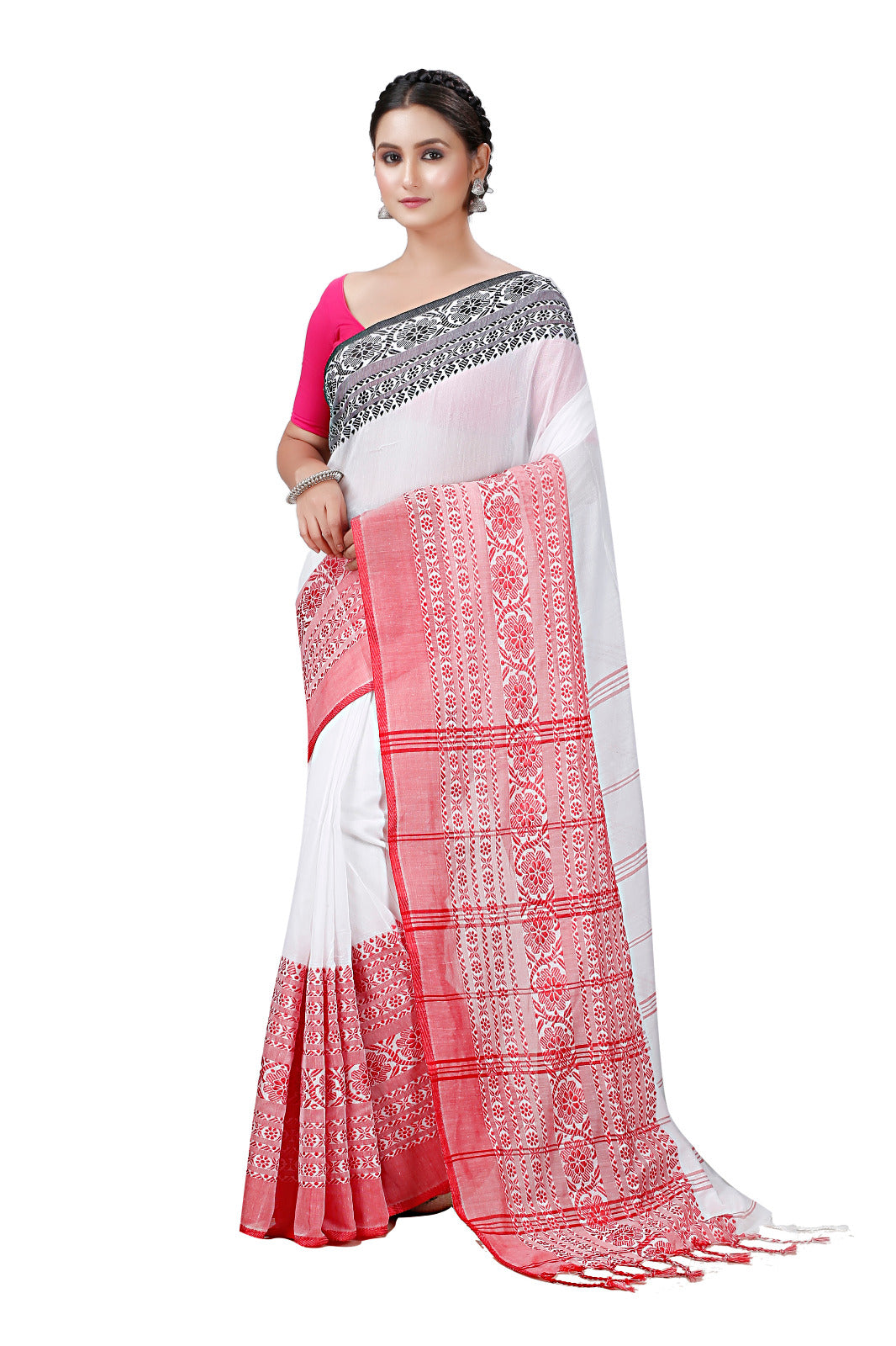 Cotton Handloom Saree Begampuri Design Woven Handloom Saree Blend Cotton
